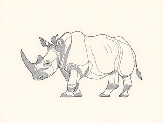 Fototapeta premium Minimalist line art of a rhino