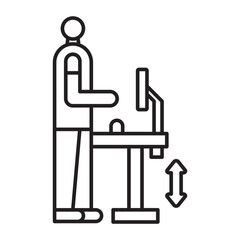 Standing Desk Vector Line Icon Design
