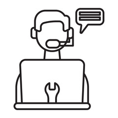 Tech Support Vector Line Icon Design