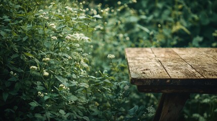 Fototapeta premium a wooden table in the garden 