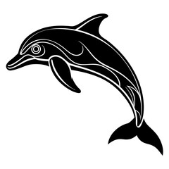 Obraz premium Dolphin icon. Dolphin silhouette on white background PrintA silhouette dolphin black and white logo vector clip art Dolphin icon. Black silhouette of a dolphin. Dolphin symbol. Vector illustration Vec