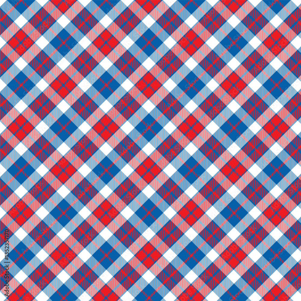 Canvas Prints plaid pattern with twill weave in blue red white.tartan check seamless pattern.vector illustration g