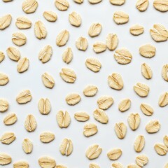 Obraz premium Healthy Oatmeal Grains on White Background – Natural Superfood