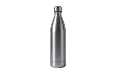 Silver bottle stainless steel water bottle reusable bottle metal bottle drinkware beverage bottle container flask transparent background