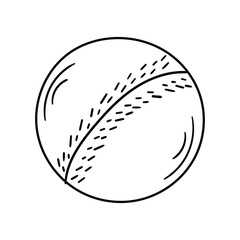 Cricket Ball line doodle icon with white background vector stock illustration