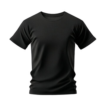 Mockup camiseta t-shirt, manga curta na cor preta. Isolada em fundo transparente. Arte para apresenta&ccedil;&atilde;o de logo, logomarca, logotipo, estampa. Ilustra&ccedil;&atilde;o para apresentar sua estampa de forma criativa