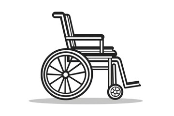 Fototapeta premium Line drawing of an empty wheelchair representing concepts of mobility, healthcare, and accessibility challenges