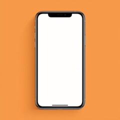 Smartphone Mockup with Blank Screen on orange Background