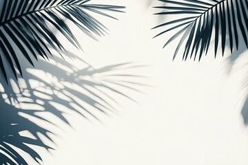 Palm leaf shadows on a light background