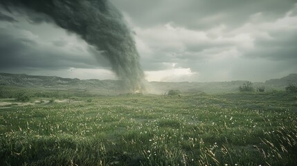 a large tornado destroying a field 