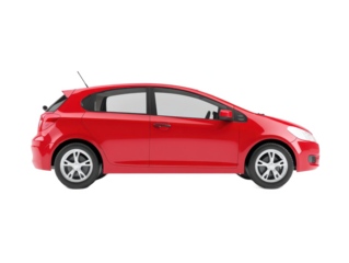 3D Hatchback City Car with Compact Design Isolated on White Transparent Background