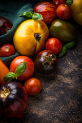 Assortment of different color tomatoes