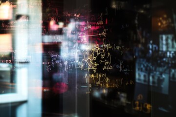 Fototapeta premium Floating equations form shapes with soft ambient lighting and negative space below