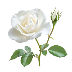Obraz premium White Rose Blossom Green Leaves Bud Nature Beauty Floral