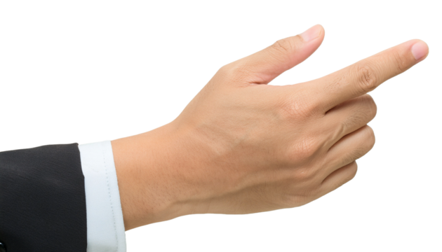 a human hand pointing with index finger