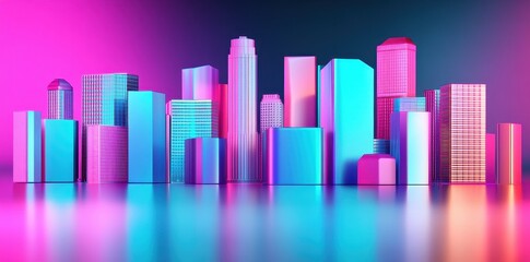 An abstract artistic rendering of a modern city skyline