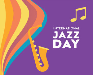 Celebrate International Jazz Day with this vibrant saxophone and musical notes design