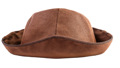 a brown classic hat with a traditional design