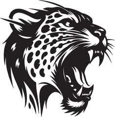 happy and angry leopard vector with white background