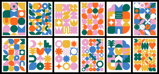 Colorful geometric wall art set