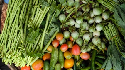 Fresh vegetables for cooking. Vegetables contain dietary fiber that helps cleanse the intestines.