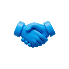 Sealing the deal a blue handshake agreement of trust and partnership smooth 3D render on transparent background