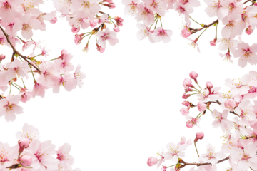 Cherry blossom border isolated on transparent png. clipping path included.