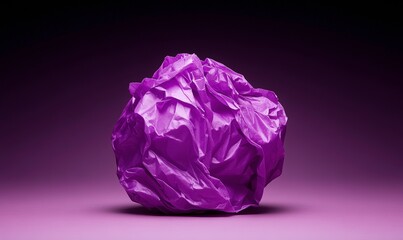Fototapeta premium Close-Up of a Crumpled Purple Paper Ball Against a Gradient Background with Soft Lighting and Artistic Shadows for Abstract Art Creation