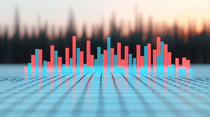 An abstract representation of trading data surges vibrantly, creating sense of dynamism and potential for growth within market