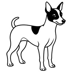Obraz premium Toy Fox Terrier Illustration: A charming illustration of a Toy Fox Terrier, showcasing its sleek, bicolor coat and alert expression. The dog stands proudly, capturing the breed's unique features.