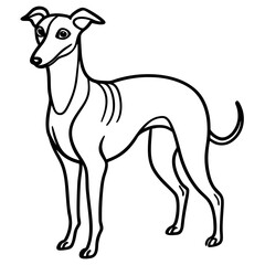 Obraz premium Elegant Canine Silhouette: A sleek, minimalistic line drawing portrays a graceful dog with a refined physique, embodying simplicity and sophistication.