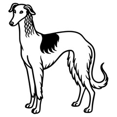 Obraz premium Silhouette of a Graceful Hound: A stylized illustration of a refined canine, its elegant form embodying the grace and poise of the breed.