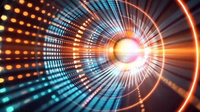 Digitale Lichtgeschwindigkeit in futuristischem Tunnel
