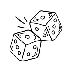 Dices  line doodle icon with white background vector stock illustration