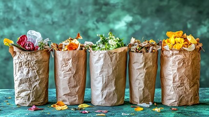 Eco-Friendly Paper Bags for Kitchen Waste Management Display