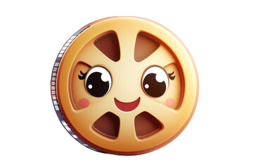 Fototapeta premium 3D Movie Reel Icon with Filmstrip Isolated on White Transparent Background