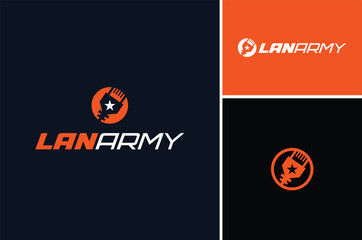 Circular symbol of LAN Ethernet Port with Star for Network Strategy War Game Online Community Team Logo Design