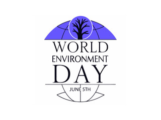 Simple color full vector design and White background Graphic for World Environment Day. A bold, stylized graphic celebrating World Environment Day. 5th June. World Environment Day. Minimalist World En