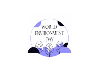 Simple color full vector design and White background Graphic for World Environment Day. A bold, stylized graphic celebrating World Environment Day. 5th June. World Environment Day. Minimalist World En