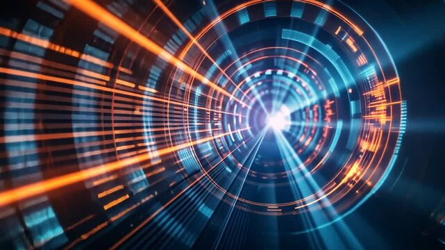 Blaue Datenstr&ouml;me im Tunnel der Zeit