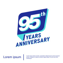 95th years anniversary celebration emblem. anniversary logo isolated with blue ribbon on white background. vector illustration template design for web, flyers, poster, invitation or greeting card
