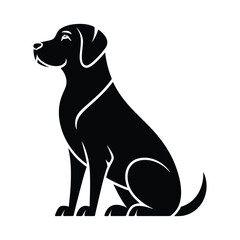 Black Labrador Dog Silhouette – Sitting Puppy Vector Icon, Labrador Retriever Silhouette – Dog Logo and Pet Symbol, Dog Silhouette Vector – Sitting Labrador Puppy Clipart, Labrador Dog Silhouette Icon