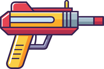 Bright Water Gun Vector Icon, Vector illustration of a bright and colorful water gun with a futuristic design, perfect for outdoor fun and games.
