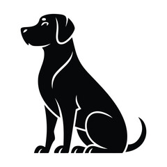Black Labrador Dog Silhouette – Sitting Puppy Vector Icon, Labrador Retriever Silhouette – Dog Logo and Pet Symbol, Dog Silhouette Vector – Sitting Labrador Puppy Clipart, Labrador Dog Silhouette Icon