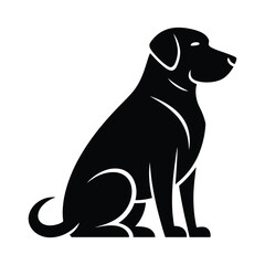 Black Labrador Dog Silhouette – Sitting Puppy Vector Icon, Labrador Retriever Silhouette – Dog Logo and Pet Symbol, Dog Silhouette Vector – Sitting Labrador Puppy Clipart, Labrador Dog Silhouette Icon