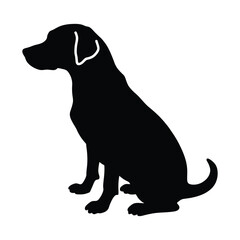 Black Labrador Dog Silhouette – Sitting Puppy Vector Icon, Labrador Retriever Silhouette – Dog Logo and Pet Symbol, Dog Silhouette Vector – Sitting Labrador Puppy Clipart, Labrador Dog Silhouette Icon