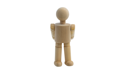 a wooden artist's mannequin standing upright, a symbol of art and creativity