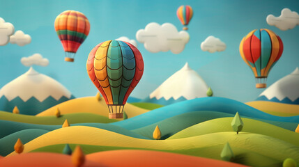 Fototapeta premium Hot air balloons flying over a colorful landscape