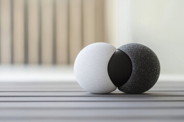 Yin-yang concept abstract representation of balance with soft diffused lighting and negative space on left