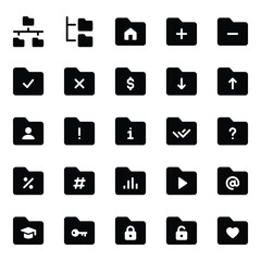Glyph icons set for Folder, save.